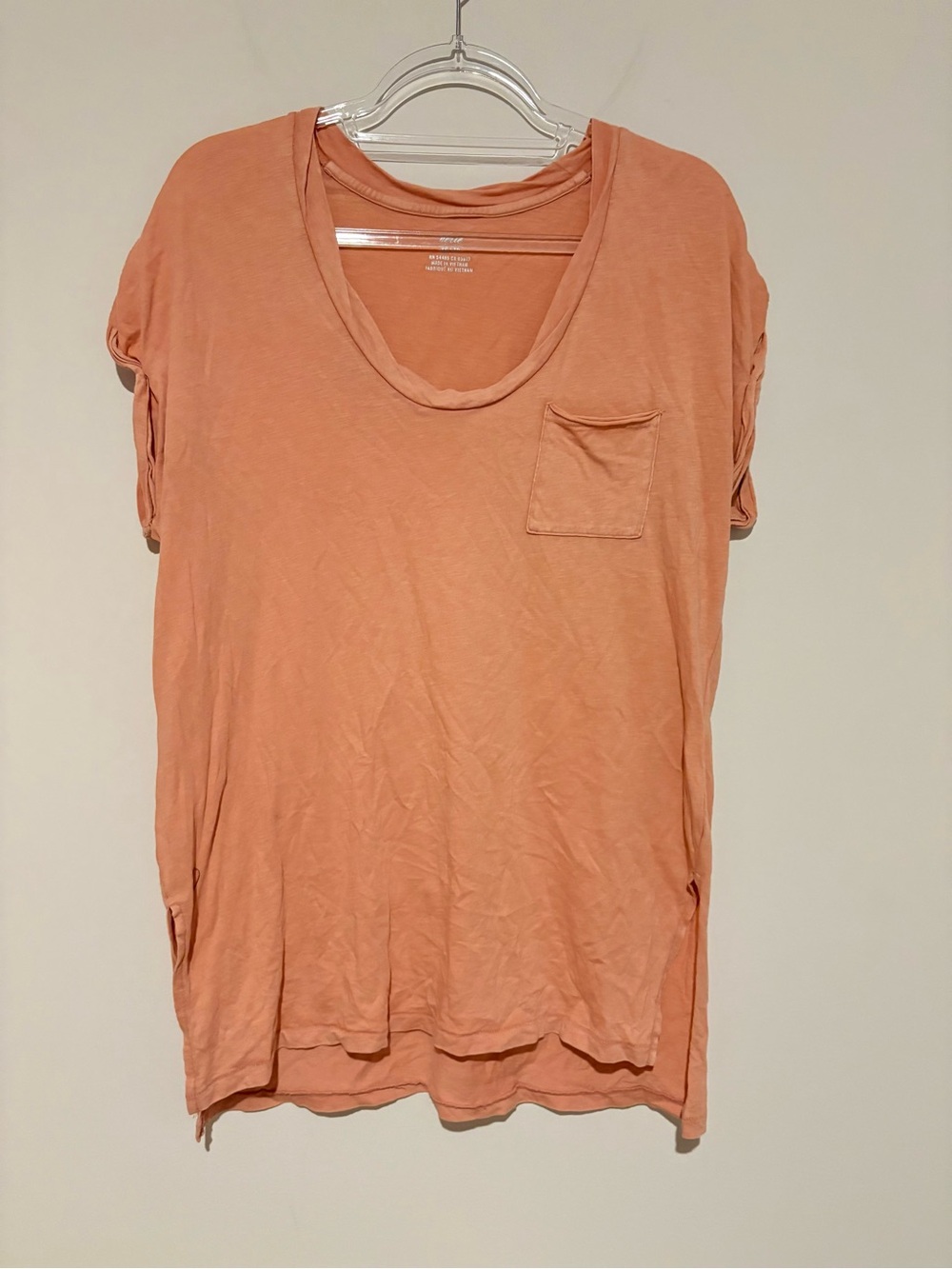 Aerie Oversized Short Sleeve Long Line Tunic Pocket Tee orange XS